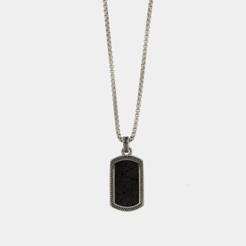 Collana in Acciaio con medaglia nera IJEWEL - gioiello BySimon