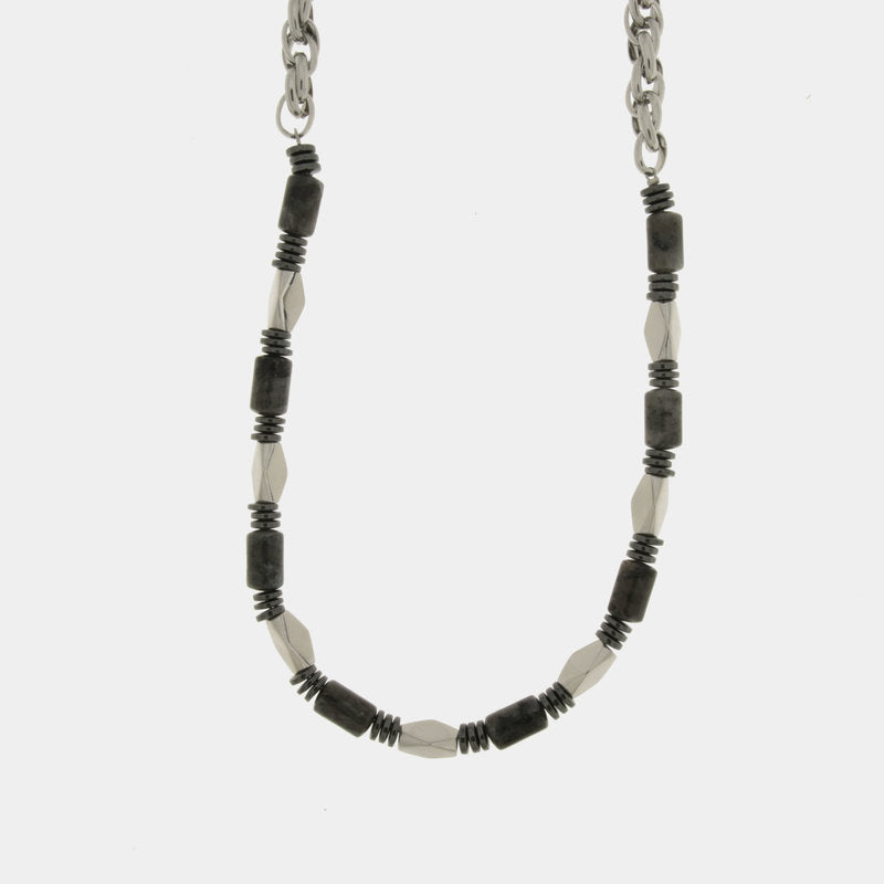 Collana in Acciaio con pietre bianche e nere IJEWEL - gioiello BySimon