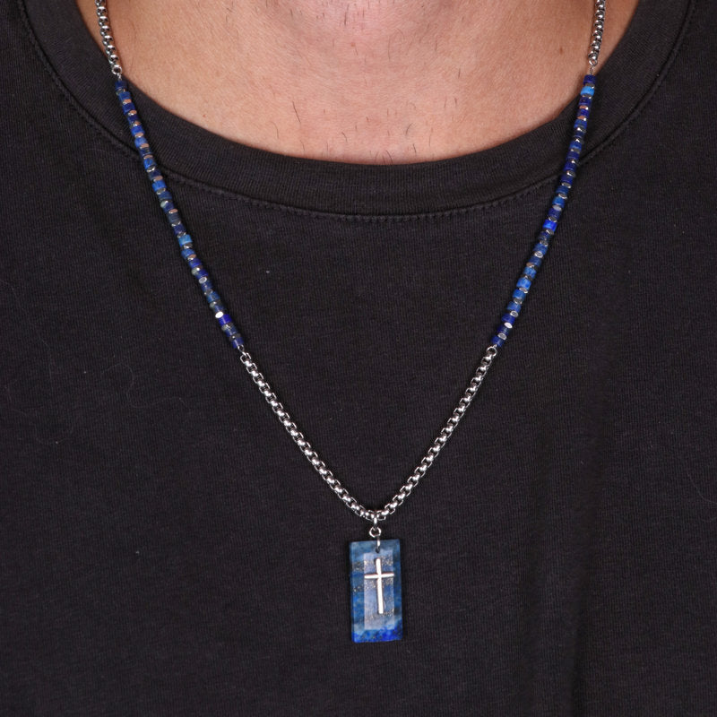 Collana in Acciaio con medaglietta pendente con croce IJEWEL - gioiello BySimon
