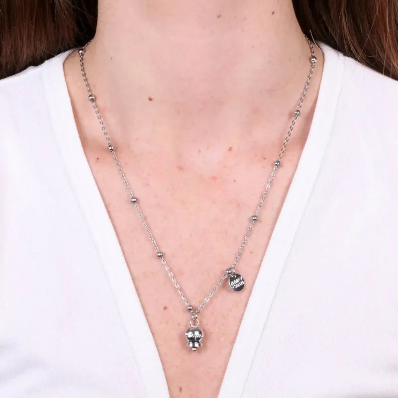 Collana in Acciaio con campanella pendente   con scritta Capri - BYSIMON gioielli