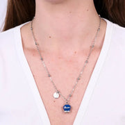 Collana in Acciaio con campanella pendente blu  con scritta Capri
