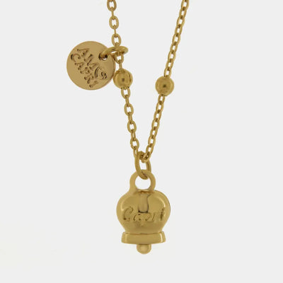 Collana in Acciaio con campanella pendente placcato oro con scritta Capri - BYSIMON gioielli