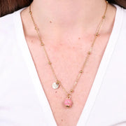 Collana in Acciaio con campanella pendente  rosa con scritta Capri