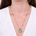 Collana in Acciaio con campanella pendente  verde con scritta Capri - BYSIMON gioielli