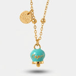Collana in Acciaio con campanella pendente  verde con scritta Capri - BYSIMON gioielli