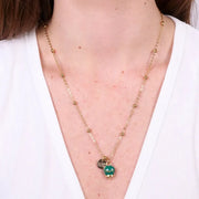 Collana in Acciaio con campanella pendente verde scuro con scritta Capri