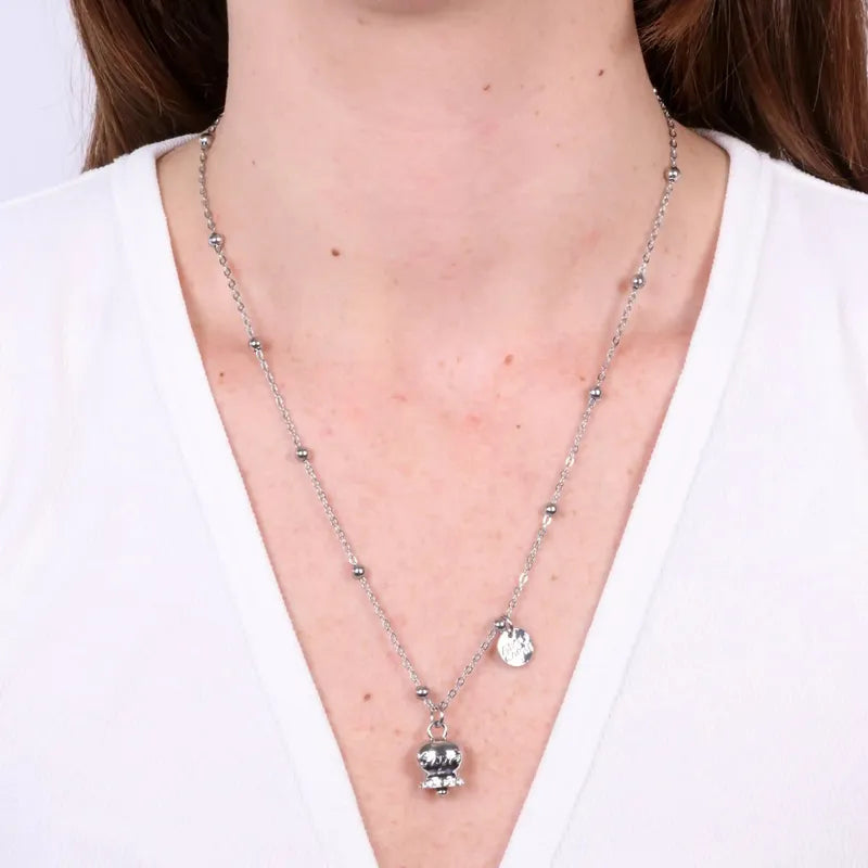 Collana in Acciaio con campanella   con scritta Capri - BYSIMON gioielli