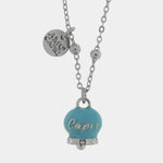 Collana in Acciaio con campanella pendente azzurra con scritta Capri - BYSIMON gioielli