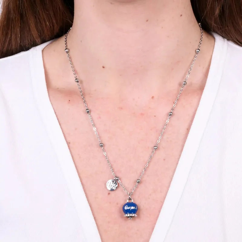 Collana in Acciaio con campanella  blu con scritta Capri - BYSIMON gioielli