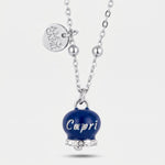 Collana in Acciaio con campanella  blu con scritta Capri - BYSIMON gioielli