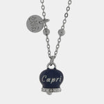 Collana in Acciaio con campanella  blu con scritta Capri - BYSIMON gioielli