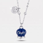 Collana in Acciaio con campanella  blu con scritta Capri - BYSIMON gioielli