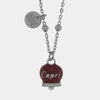 Collana in Acciaio con campanella  borgogna con scritta Capri
