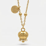 Collana in Acciaio con campanella  placcata oro   con scritta Capri - BYSIMON gioielli