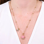 Collana in Acciaio con campanella  rosa con scritta Capri - BYSIMON gioielli