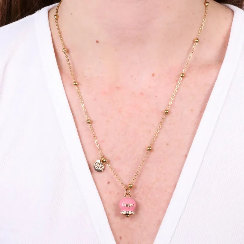 Collana in Acciaio con campanella  rosa con scritta Capri - BYSIMON gioielli