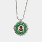 Collana in Acciaio con ancora su base verde IJEWEL - gioiello BySimon