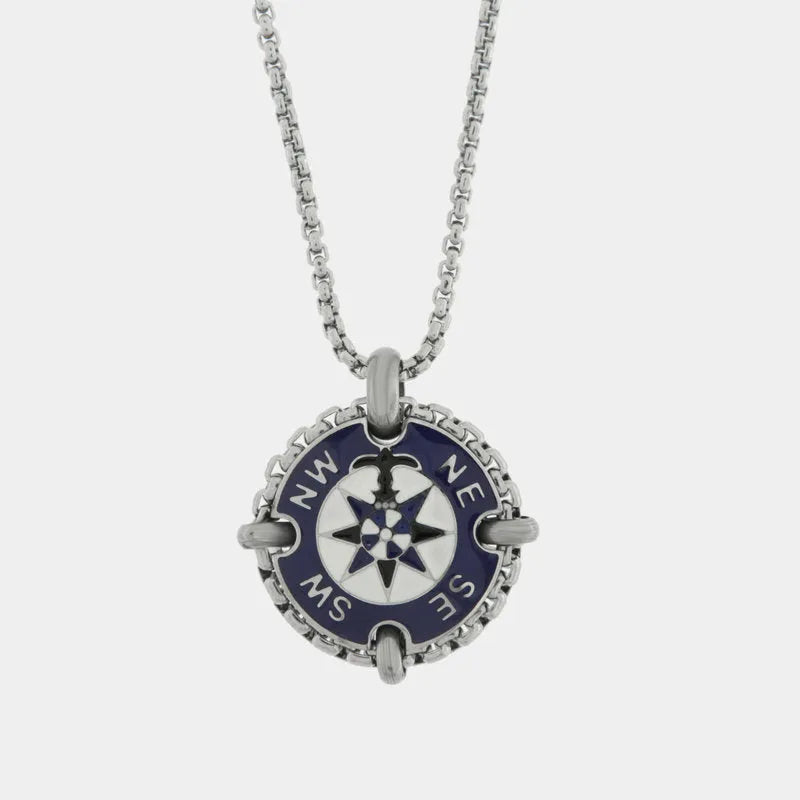 Collana in Acciaio con rosa dei venti su base blu IJEWEL - gioiello BySimon