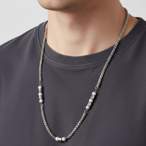 Collana in Acciaio a catena con sfere - BYSIMON gioielli