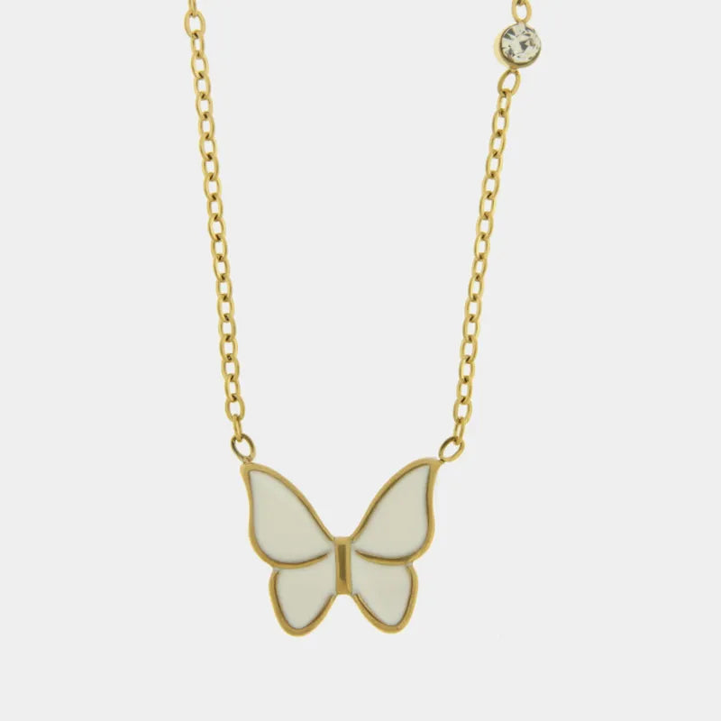 Collana in Acciaio con farfalla bianca COEUR - gioiello BySimon