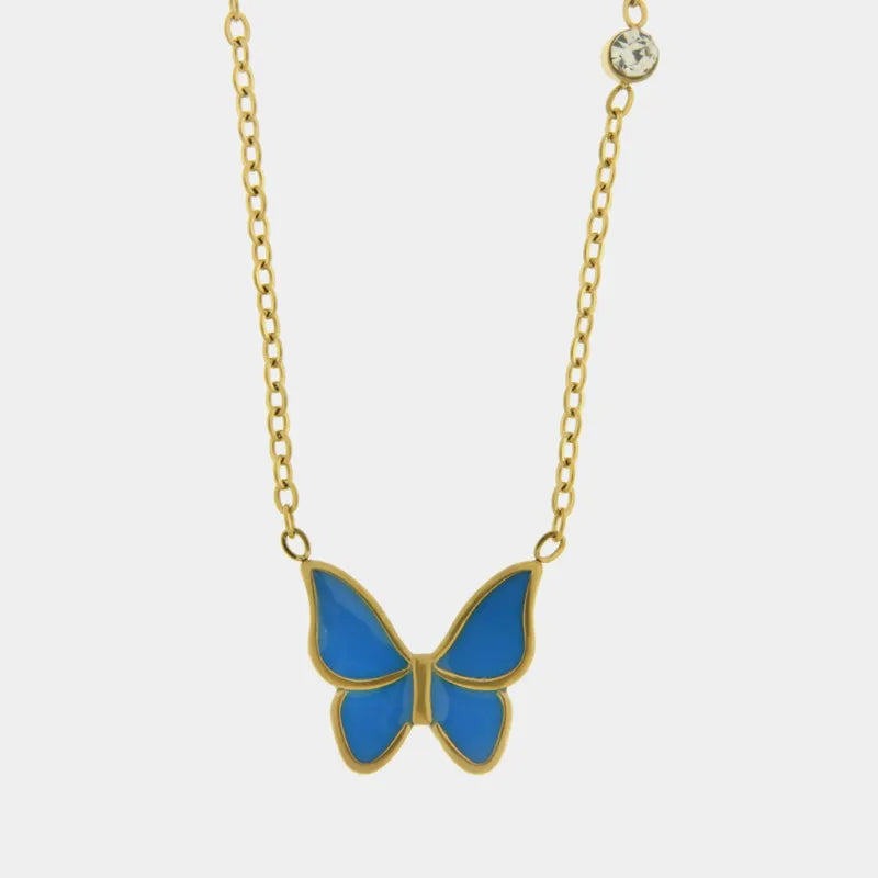 Collana in Acciaio con farfalla blu COEUR - gioiello BySimon