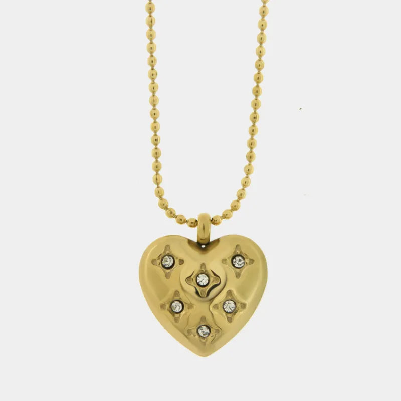 Collana in Acciaio con cuori e punti luce
