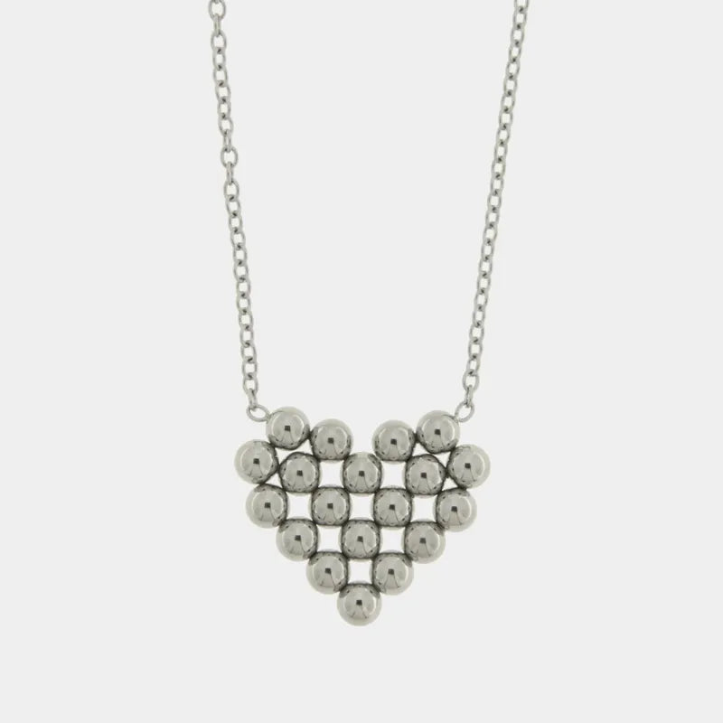 Collana in Acciaio con cuore impreziosito da sfere
