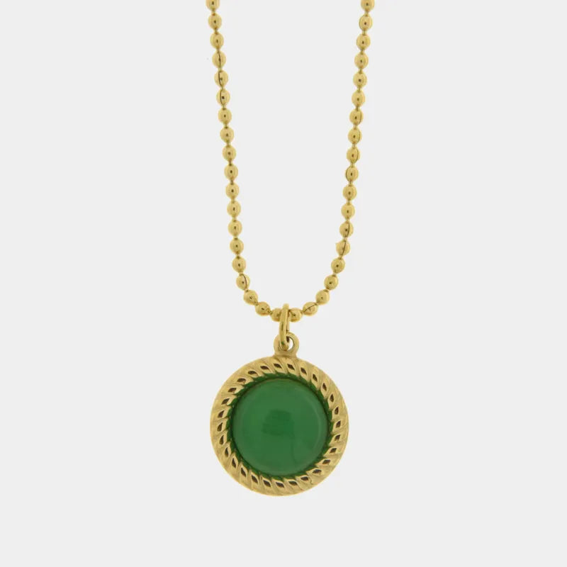 Collana in Acciaio con cristallo verde