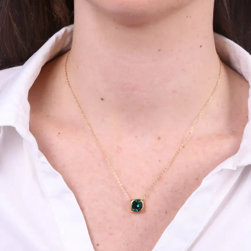 Collana in Acciaio con cristallo verde COEUR - gioiello BySimon