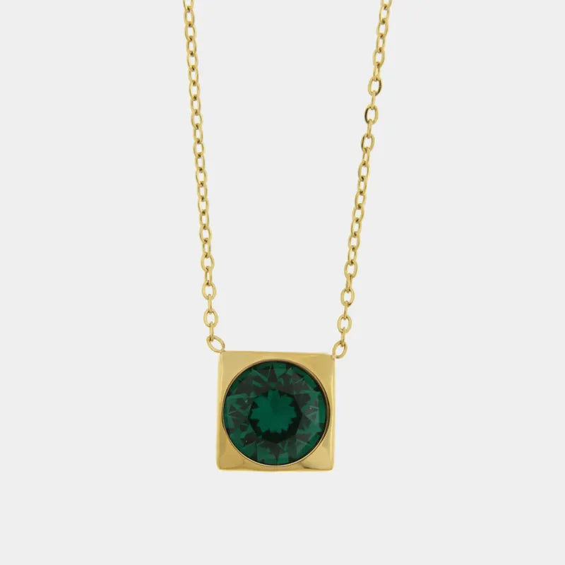 Collana in Acciaio con cristallo verde COEUR - gioiello BySimon