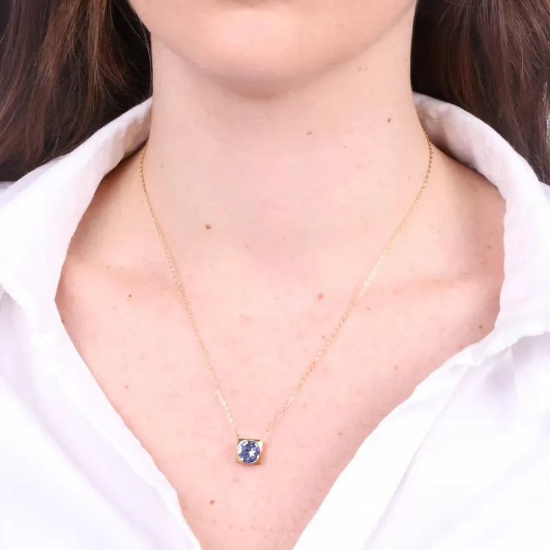 Collana in Acciaio con cristallo blu COEUR - gioiello BySimon
