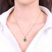 Collana in Acciaio lucchetto a forma di cuore verde