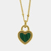 Collana in Acciaio lucchetto a forma di cuore verde