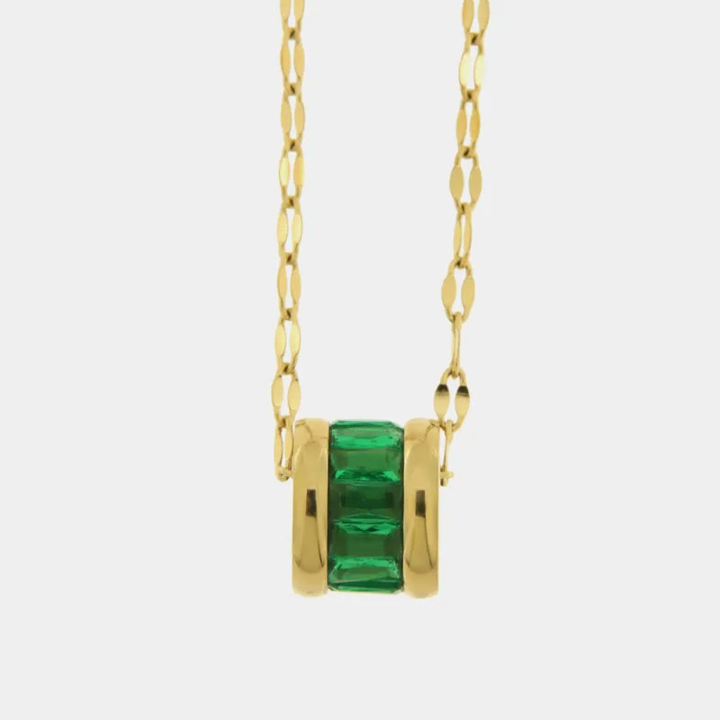 Collana in Acciaio con cristallo verde