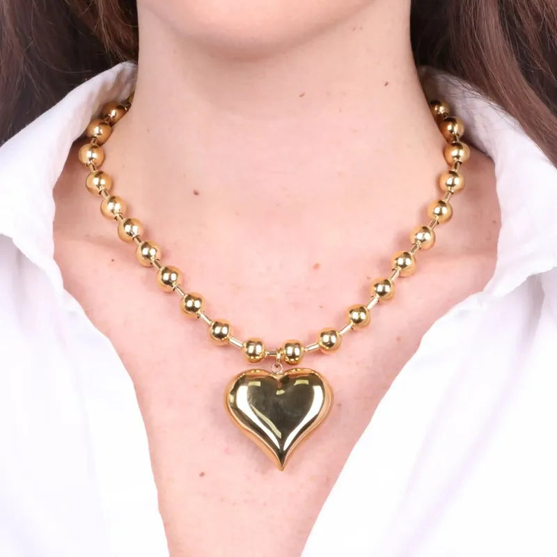 Collana in Acciaio cuore bombato - BYSIMON gioielli
