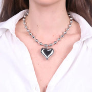 Collana in Acciaio  cuore bombato