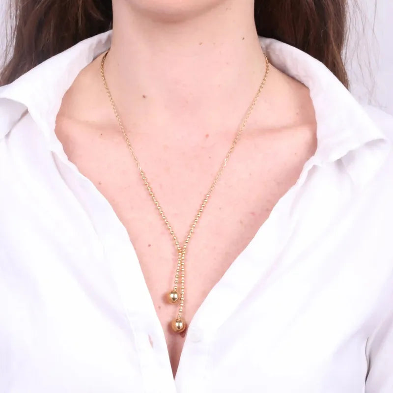 Collana in Acciaio fili intrecciati con sfere - BYSIMON gioielli
