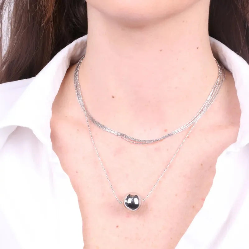 Collana in Acciaio multifilo con sfera