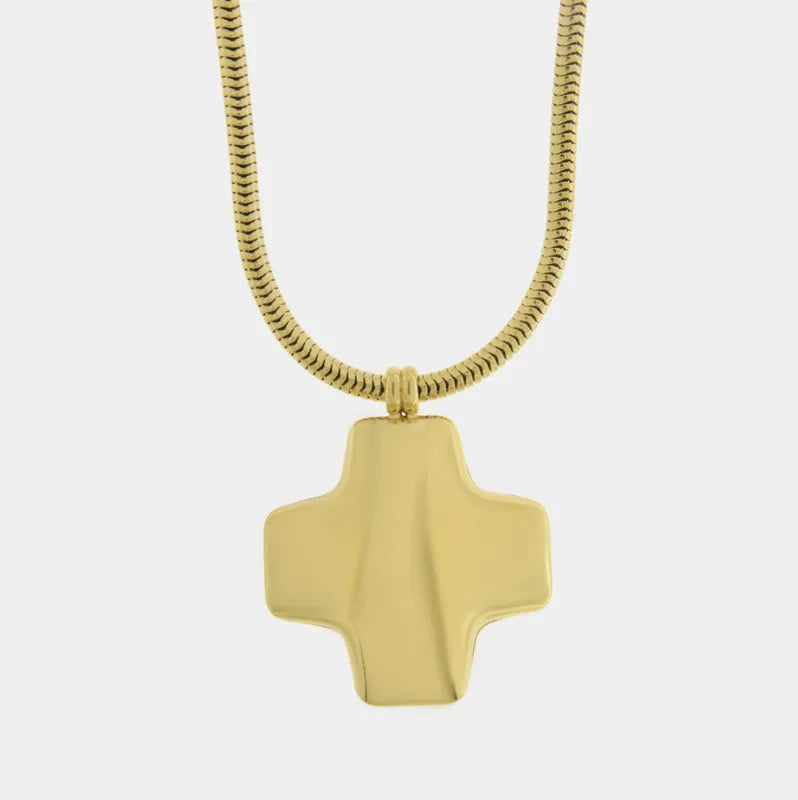 Collana in Acciaio croce bombata
