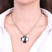 Collana in Acciaio croce bombata