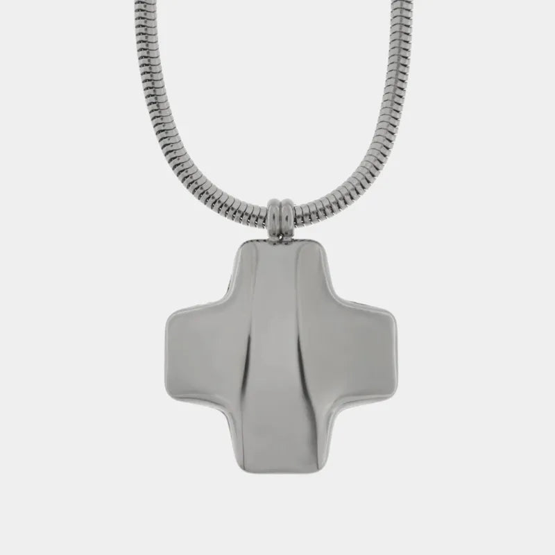 Collana in Acciaio croce bombata