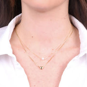 Collana in Acciaio doppia catena con perla e cuore