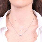 Collana in Acciaio doppia catena con perla e cuore