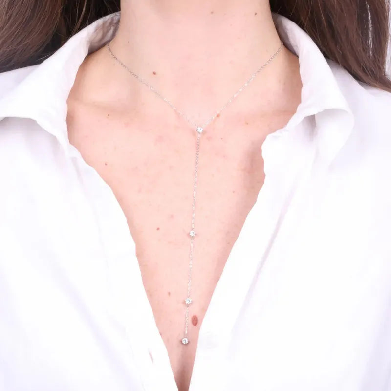 Collana in Acciaio lunga con cristalli