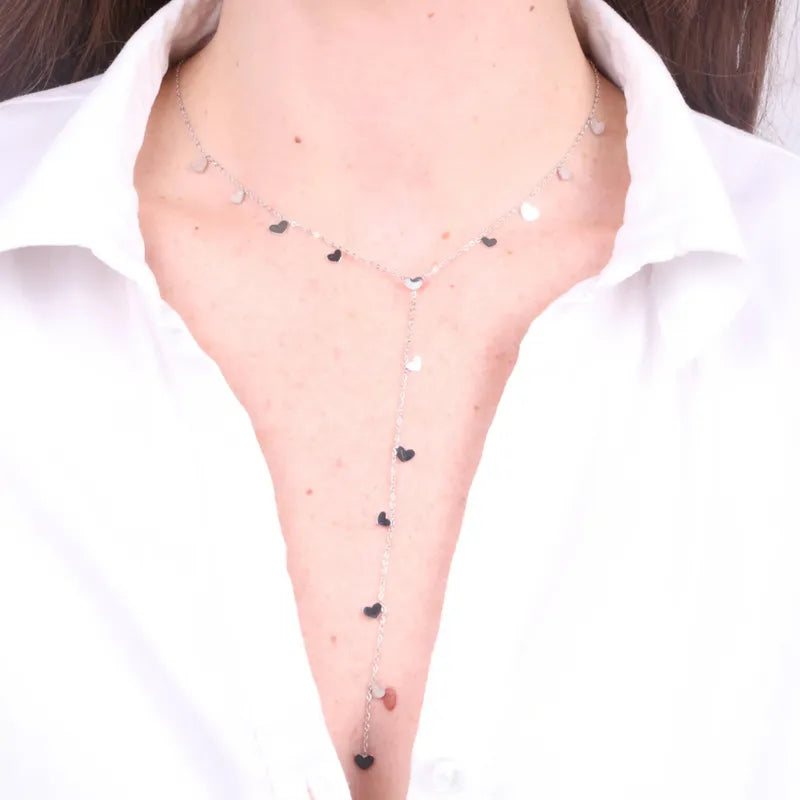 Collana in Acciaio lunga con cuori COEUR - gioiello BySimon
