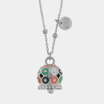 Collana in Acciaio campanella a pois multicolor e zirconi - BYSIMON gioielli