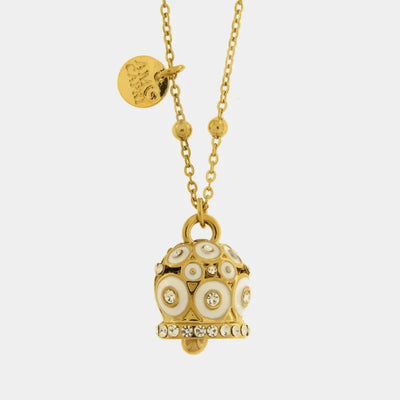 Collana in Acciaio Inossidabile campanella a pois bianchi e zirconi | gioielli in acciaio inossidabile | BYSIMON