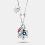 Collana in Acciaio campanella con perle e fiori rossi e blu - BYSIMON gioielli