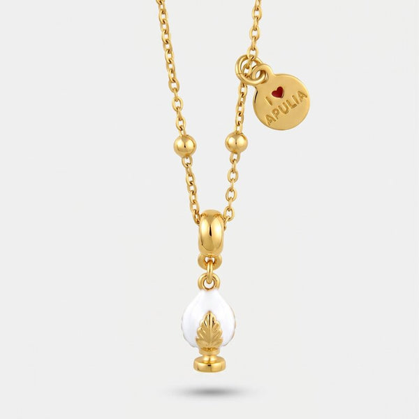 Collana in Acciaio pumo portafortuna pugliese bianco BYS - gioiello BySimon