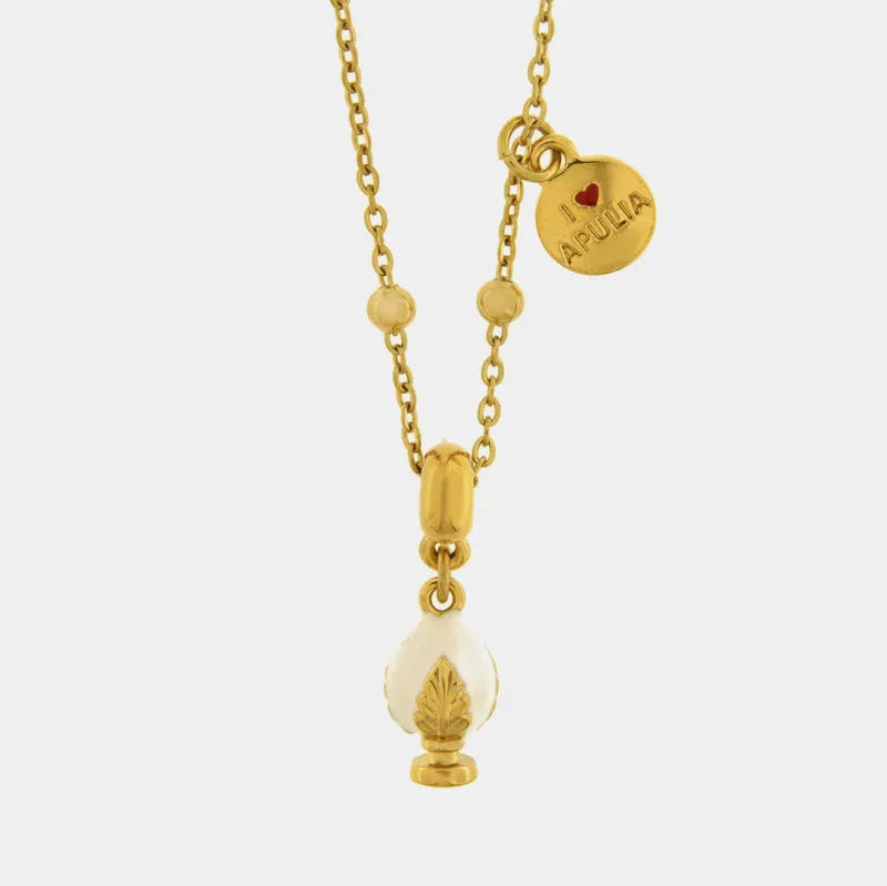 Collana in Acciaio pumo portafortuna pugliese bianco BYS - gioiello BySimon